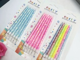Set 6 velitas cunmpleaños largas con glitter 